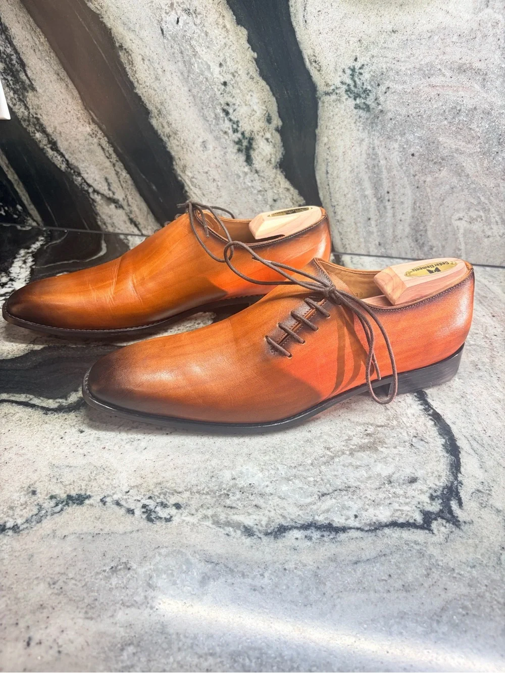 Rawls Men’s UK 9 Cognac Burnished Leather Dress Shoes Leather Sole